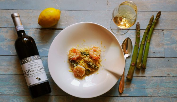 Spargel Risotto mit Garnelen