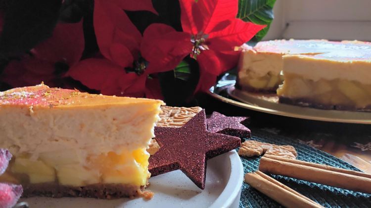 Apfel-Spekulatius-Cheesecake - Weihnachtlicher Kaesekuchen-header