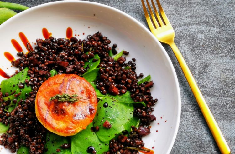 Portulak - Linsen Salat mit Ziegenkäse Muffins