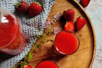 Selbstgemachter Erdbeerlimes - haltbar mit ordentlich Bums-mit-flasche